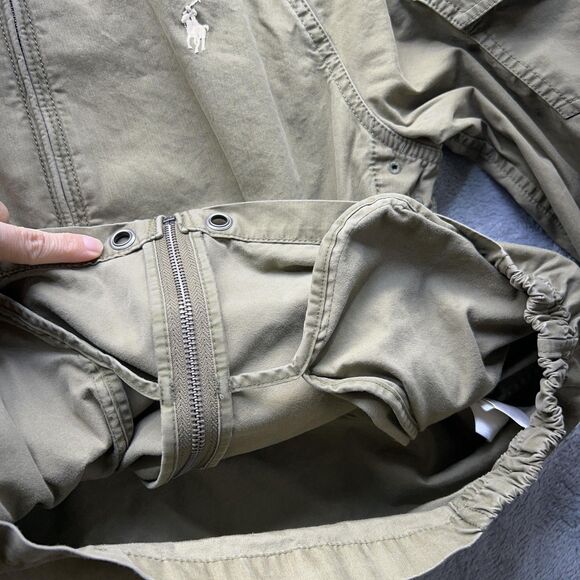 Polo Ralph Lauren Jacket Mens Small Green Hooded Cotton Nylon Zip Vent Field - Picture 9 of 14